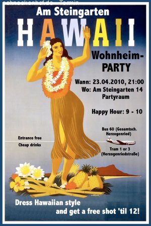 Hawaii Beachparty Werbeplakat
