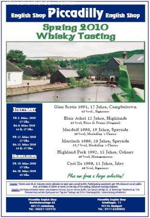 Whisky Tastings Spring 2010 Werbeplakat