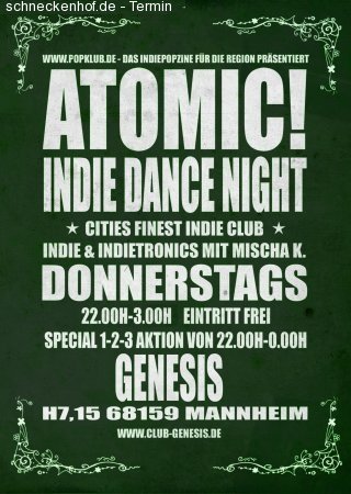 Atomic Indie Dance Night Werbeplakat