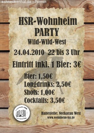 Wild Wild West Wohnheimparty Werbeplakat