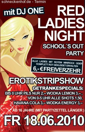 Red Ladies Night Schools Out Party Werbeplakat