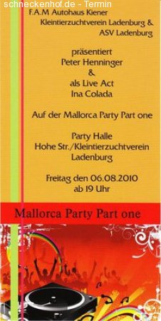 Mallorca Party part one Werbeplakat