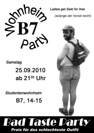 B7 Wohnheimparty Werbeplakat