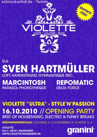 Violette Opening-party Werbeplakat