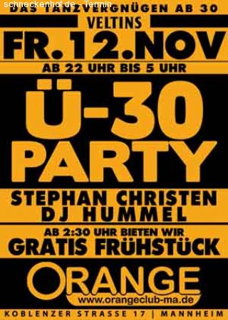Ü30  party im Orange Club Werbeplakat