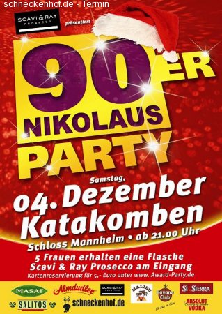 90er Nikolaus Party Werbeplakat