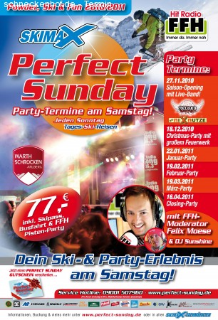 Skimax Perfect Sunday Party Werbeplakat