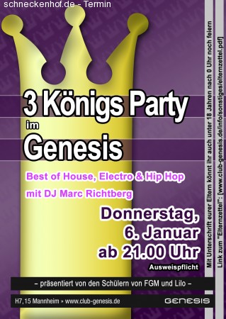3 Königs Party Werbeplakat