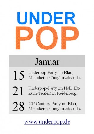 Underpop-Party im Blau Werbeplakat