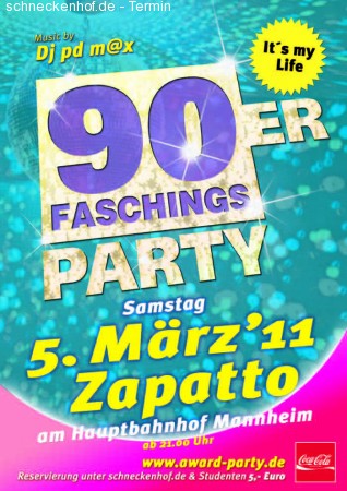 90er Faschings Party Werbeplakat