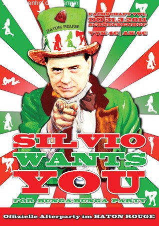 VWL Fete Silvio wants you! Werbeplakat