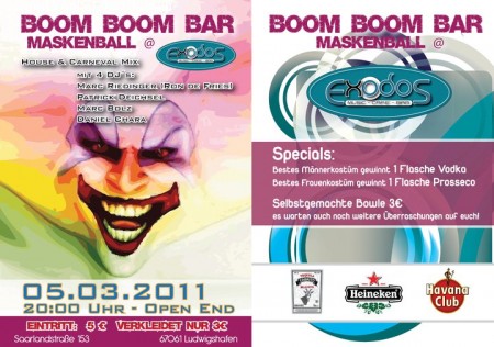 Boom Boom Bar Maskenball Werbeplakat