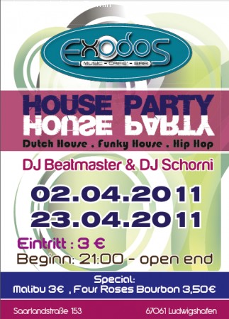 Exodos House Party Werbeplakat