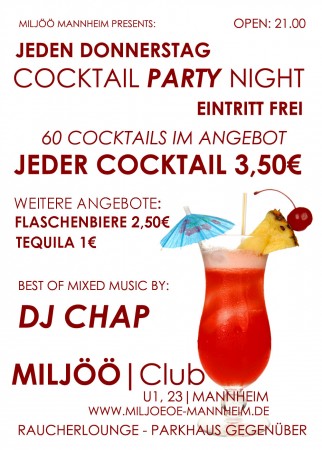 Cocktail Night Party Werbeplakat