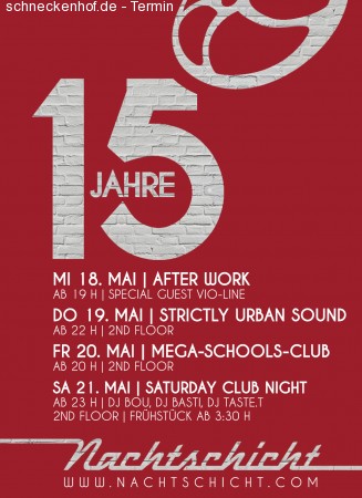 15 J Saturday´s Club Night Werbeplakat