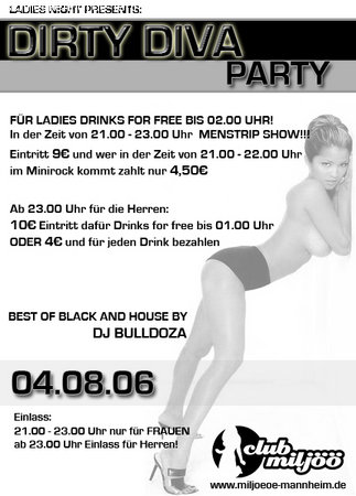 1st. Friday Dirty Diva Party Werbeplakat