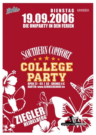 Southern Comfort College Party Werbeplakat