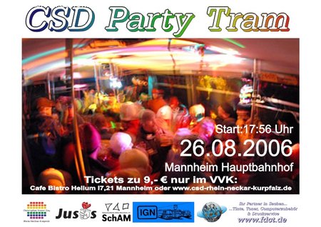 CSD Party Tram Werbeplakat