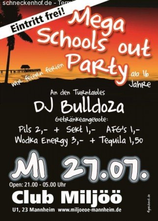 Die Mega Schools out Party Werbeplakat