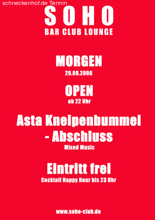 Asta Kneipenbummel-Abschluss Werbeplakat