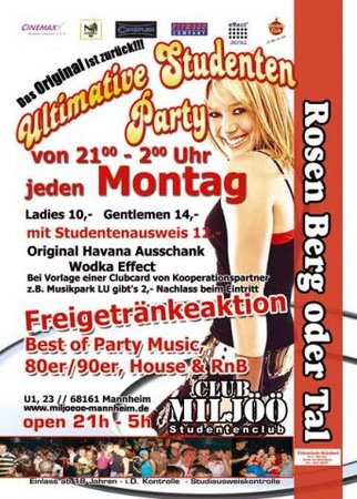 Die utlimative Studentenparty Werbeplakat