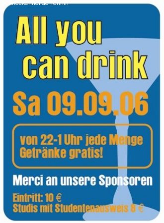 All you can drink Party Werbeplakat