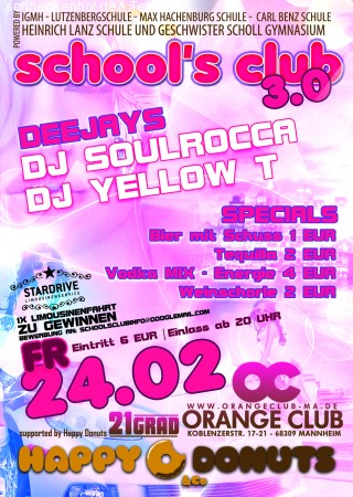 Schools Club 3.0 @ Orange Club Werbeplakat