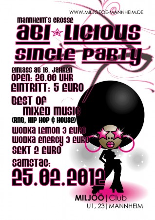 Abilicious - Die Single Party Werbeplakat