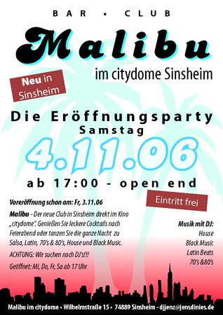 Eröffnungsparty Werbeplakat