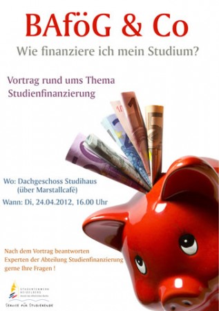 Vortrag über Studienfinanzieru Werbeplakat
