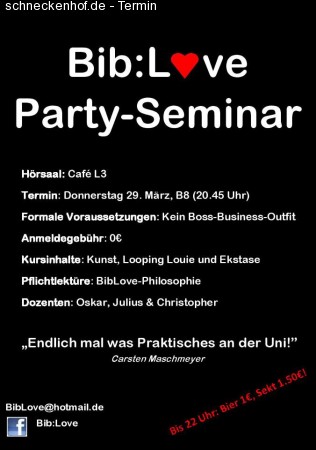 Bib:Love Party Seminar Werbeplakat