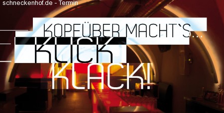 Kopfüber macht's Klick Klack! Werbeplakat