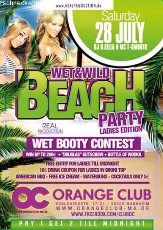 Wet & Wild Beach Party Werbeplakat
