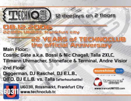 22 Years of Technoclub Werbeplakat