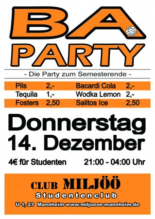 BA Party Werbeplakat