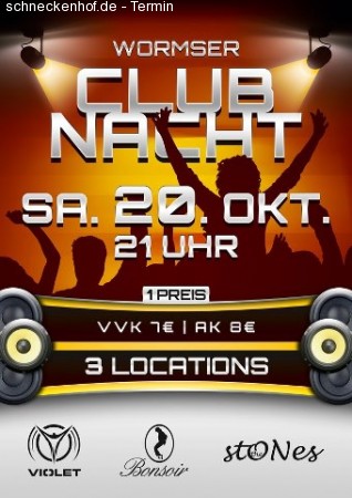 Wormser Clubnacht @3 Locations Werbeplakat