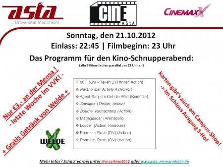 CineAStA Kino - Schnupperabend Werbeplakat