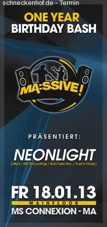 One Year Ma:ssive- Neonlight Werbeplakat