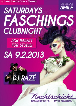 Saturdays Faschings Clubnight Werbeplakat