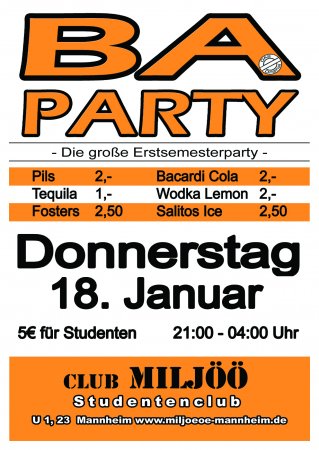 BA Party Werbeplakat