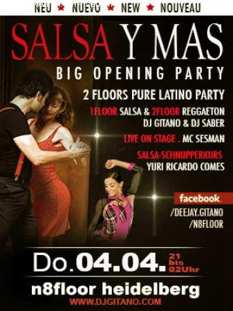 Big Opening  . Salsa Y Mas Werbeplakat