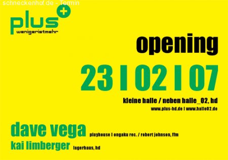 Plus+ Opening mit Dave Vega Werbeplakat