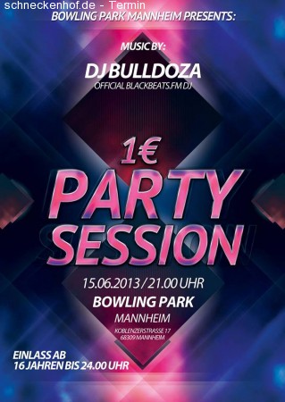 1€ Party Session Werbeplakat