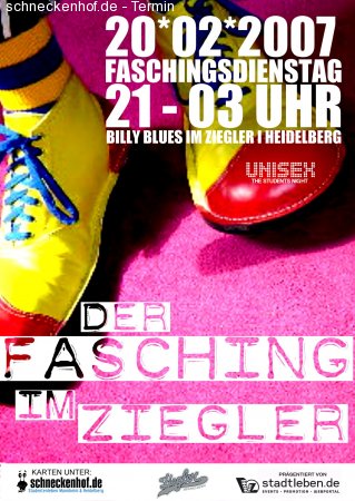 Fasching im Ziegler Werbeplakat