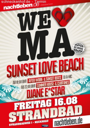 We love MA - Sunset Love Beach Werbeplakat