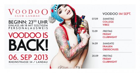 Voodoo Club Landau//re-opening Werbeplakat