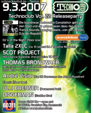 Technoclub Vol.22 Releaseparty Werbeplakat