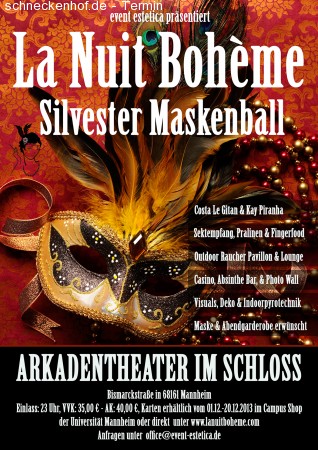 La Nuit Bohème - Silvester Maskenball Werbeplakat