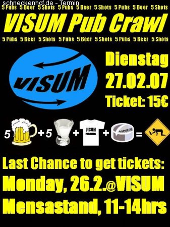 VISUM Pub Crawl - Kneipentour Werbeplakat