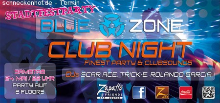 Blue Zone Club Night Werbeplakat